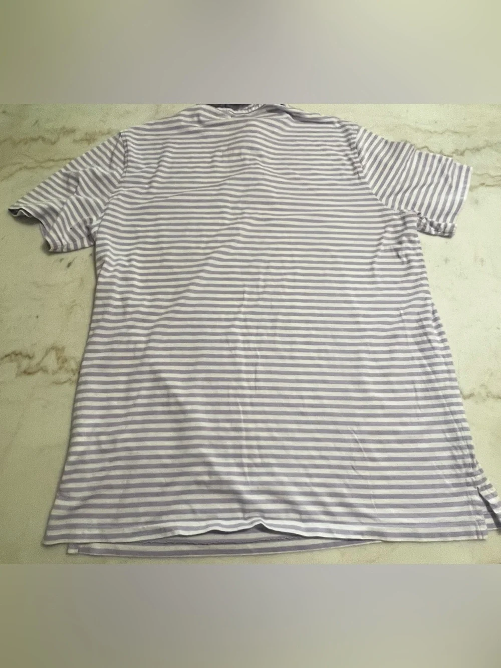 Polo Ralph Lauren Men’s Purple And White Striped Pocket Polo Shirt Size L